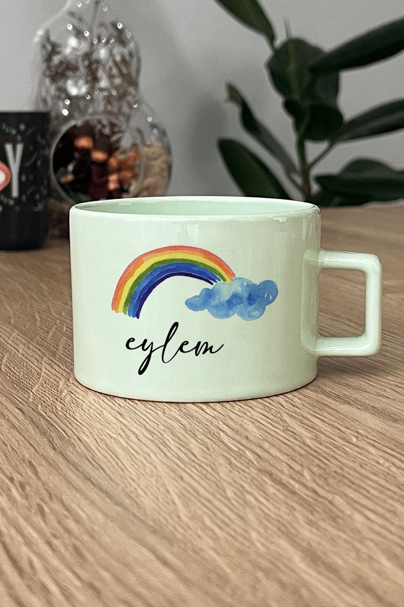 Gökkuşağı Kişiye Özel Lüks Pastel Fincan