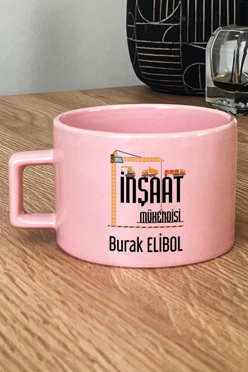 İnşaat Mühendisi Hediye Kutusu - Kişiye Özel Lüks Pastel Fincan, El Kremi, Ahşap Fotoğraf Çerçevesi