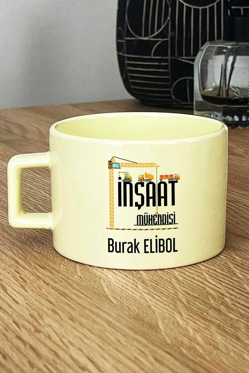 İnşaat Mühendisi Hediye Kutusu - Kişiye Özel Lüks Pastel Fincan, El Kremi, Ahşap Fotoğraf Çerçevesi