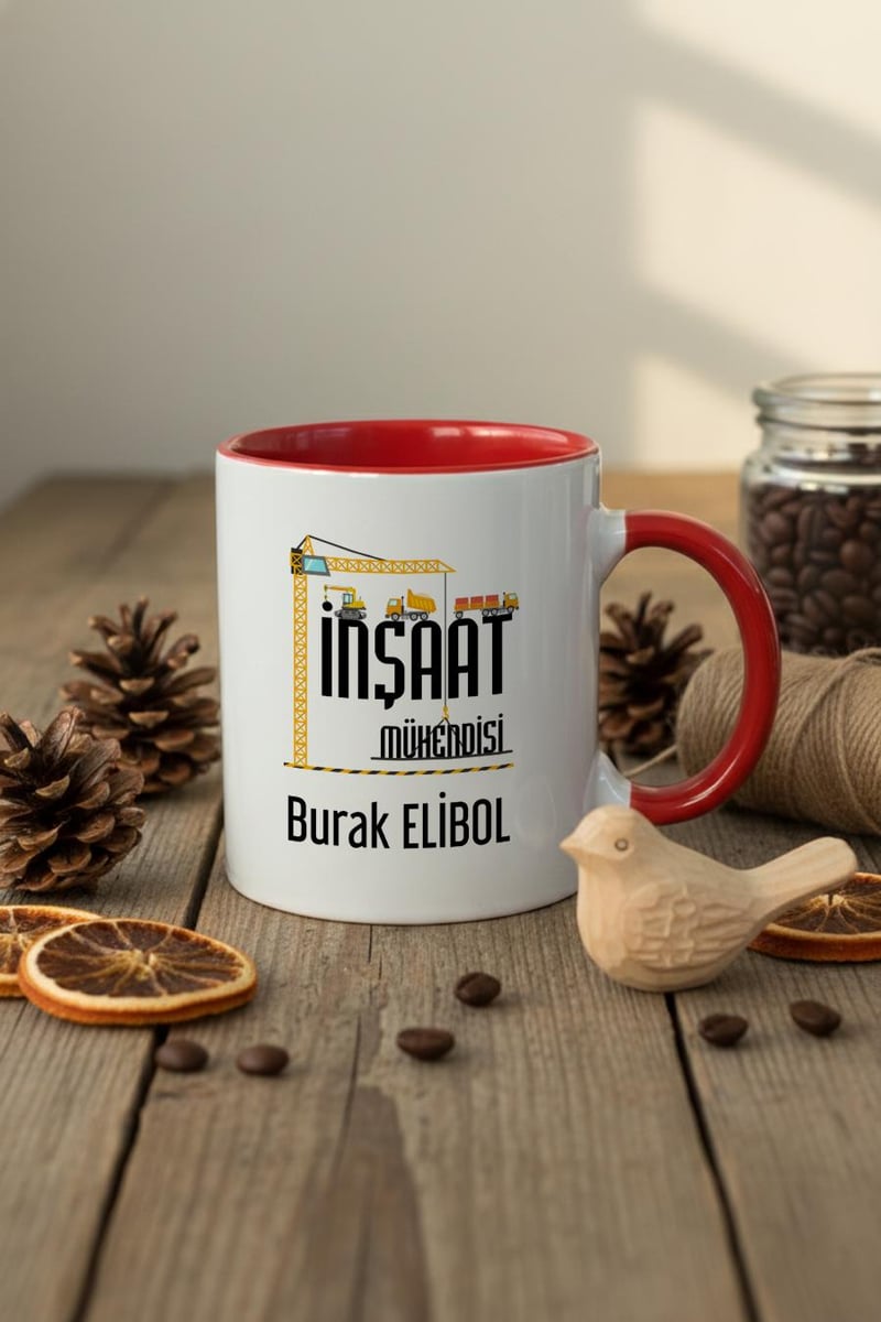 İnşaat Mühendisi Hediye Kutusu - Kişiye Özel Kupa Standart, Filtre Kahve, Eldiven, Bere