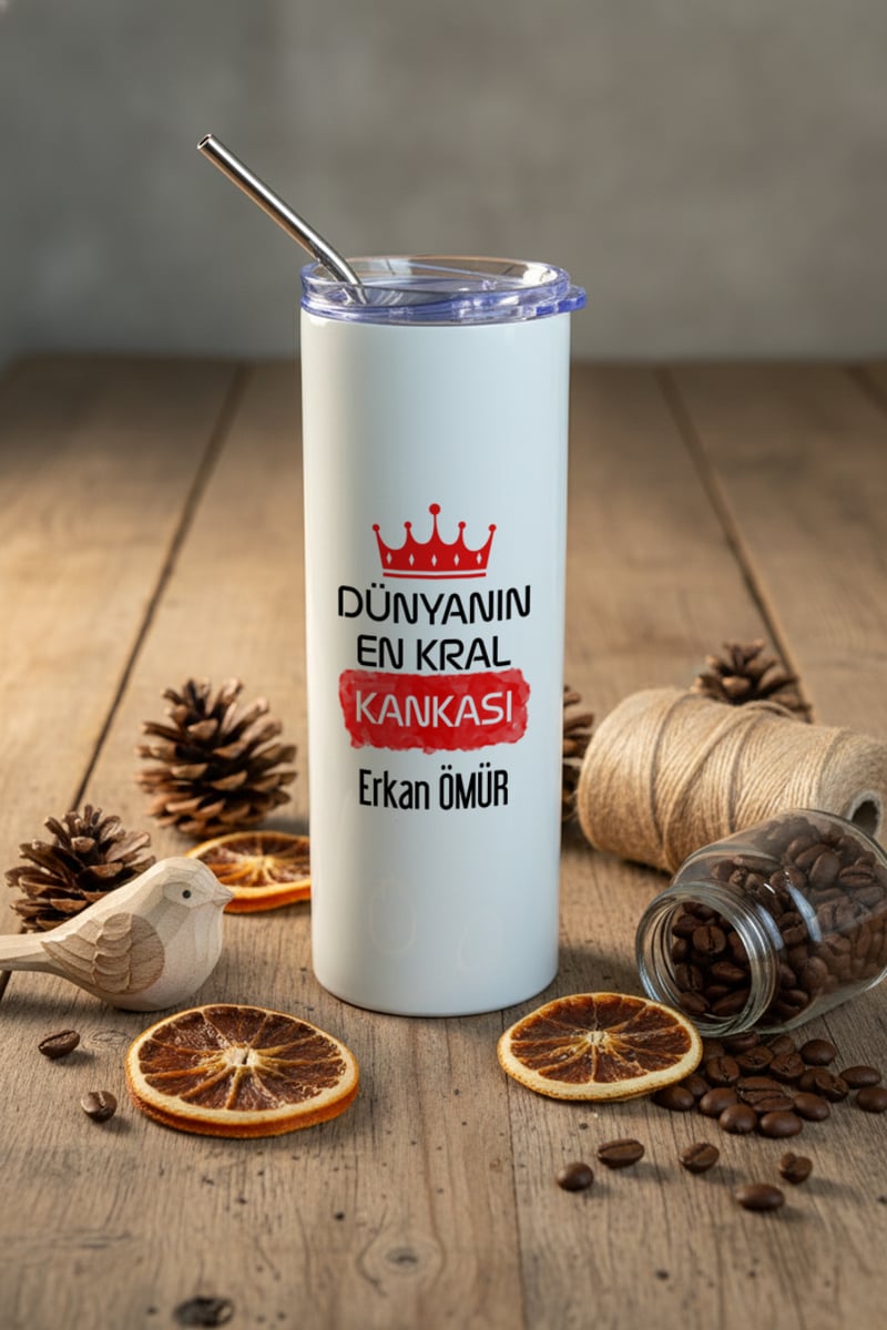 Kanka Kişiye Özel Pipetli Çelik Termos