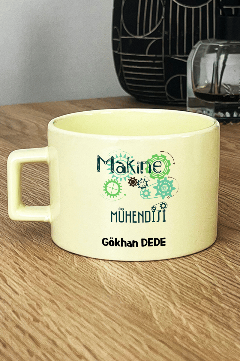 Makine Mühendisi Hediye Kutusu - Kişiye Özel Lüks Pastel Fincan, El Kremi, Ahşap Fotoğraf Çerçevesi