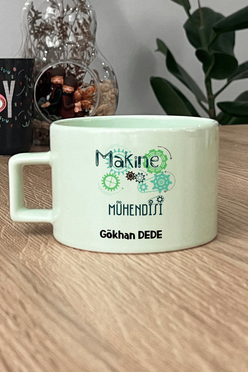 Makine Mühendisi Hediye Kutusu - Kişiye Özel Lüks Pastel Fincan, El Kremi, Ahşap Fotoğraf Çerçevesi