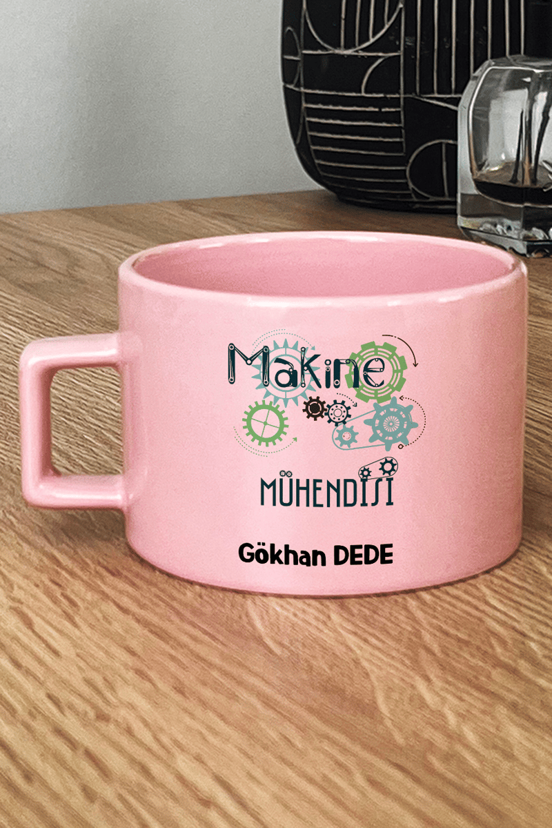Makine Mühendisi Hediye Kutusu - Kişiye Özel Lüks Pastel Fincan, El Kremi, Ahşap Fotoğraf Çerçevesi