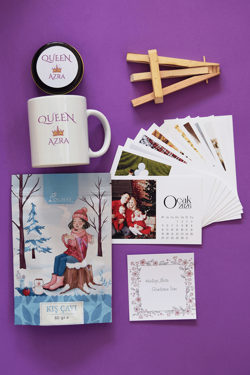 Queen Hediye Kutusu - Kişiye Özel Kupa Standart, Bitki Çayı, Takvim, Mum