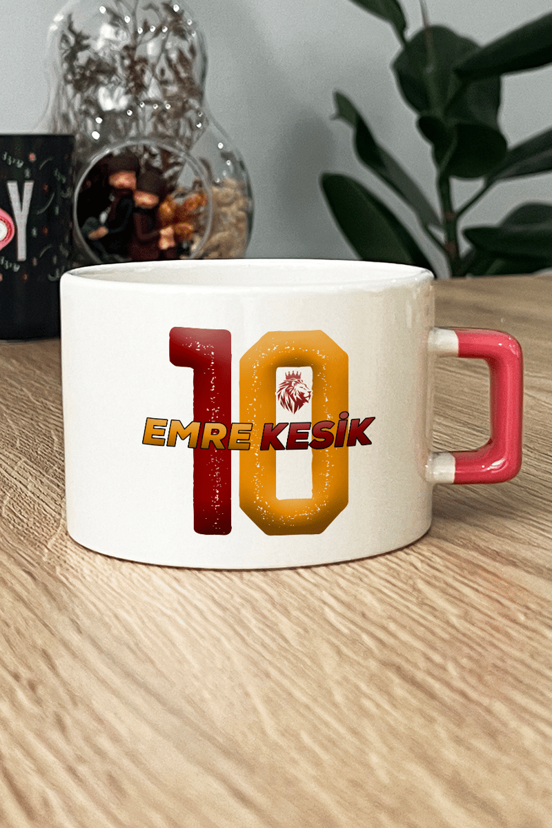 Sarı Kırmızı Taraftar Hediye Kutusu - Kişiye Özel Lüks Fincan, Bileklik, Oje