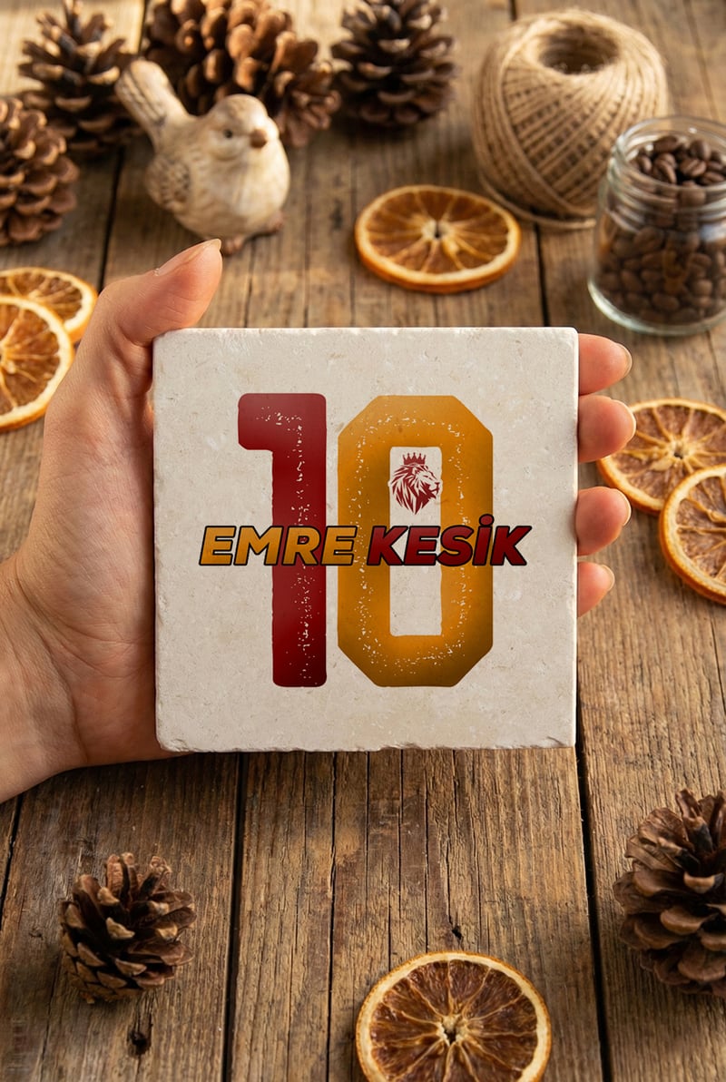 Sarı Kırmızı Taraftar Kişiye Özel Bardak Altlığı