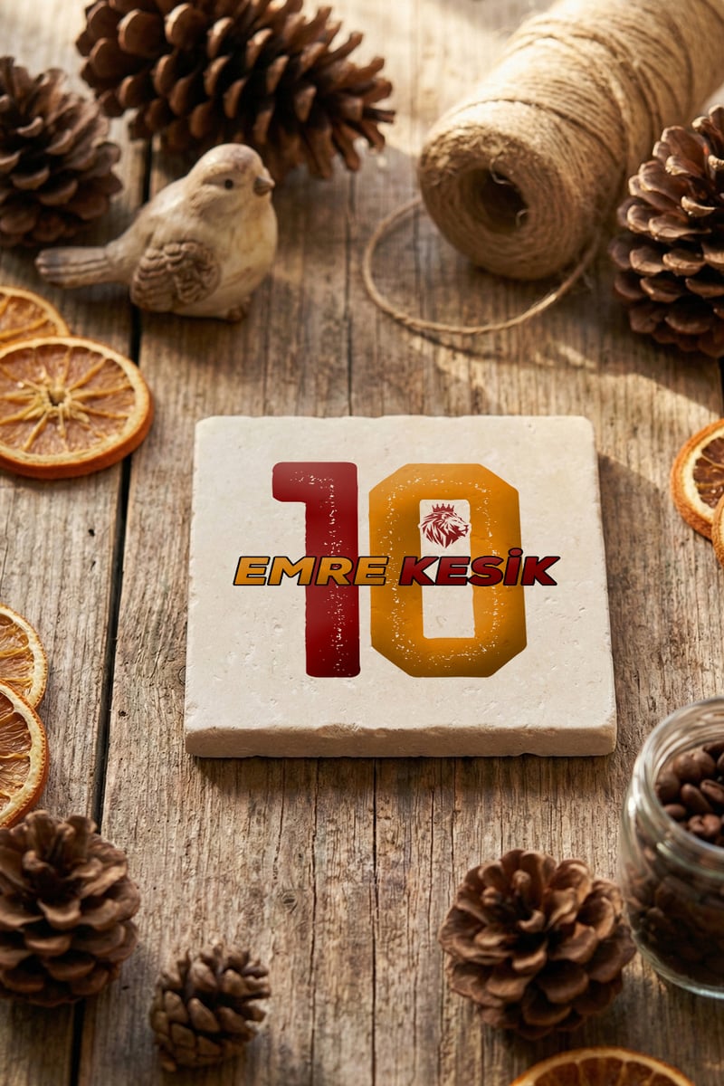 Sarı Kırmızı Taraftar Kişiye Özel Bardak Altlığı