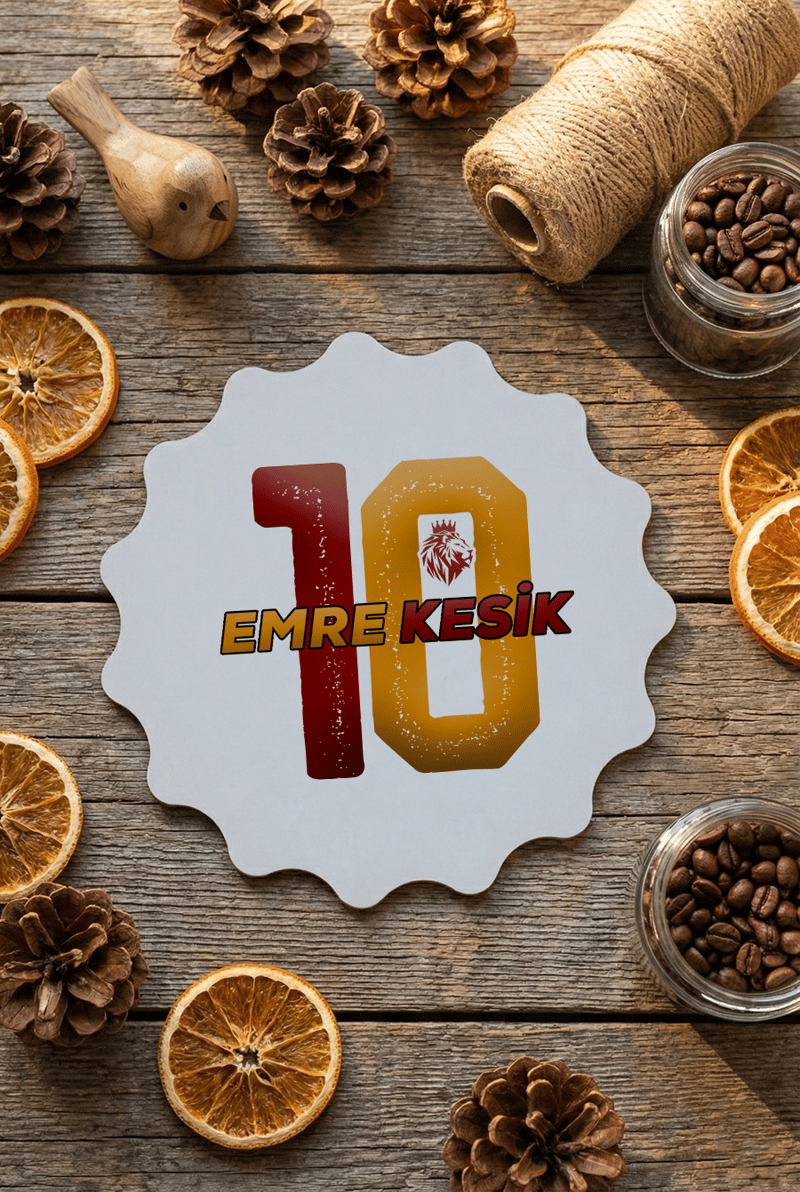 Sarı Kırmızı Taraftar Kişiye Özel Bardak Altlığı