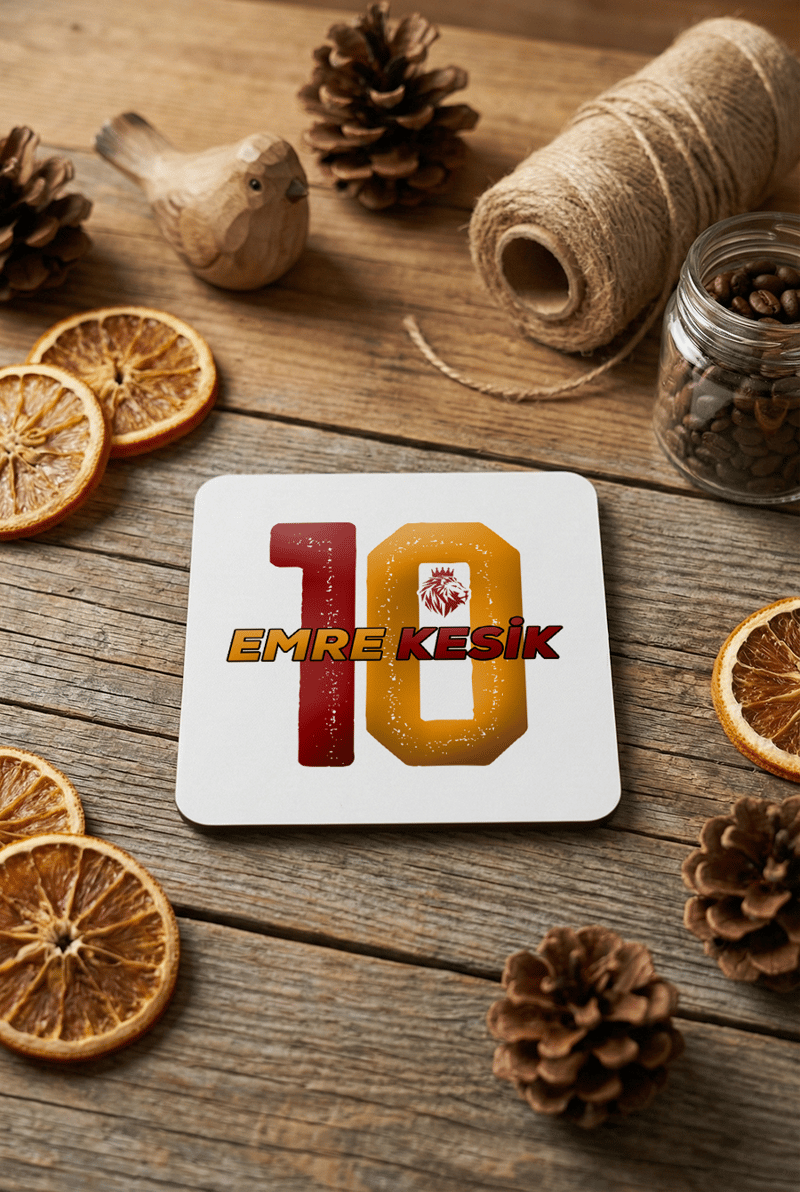 Sarı Kırmızı Taraftar Kişiye Özel Bardak Altlığı