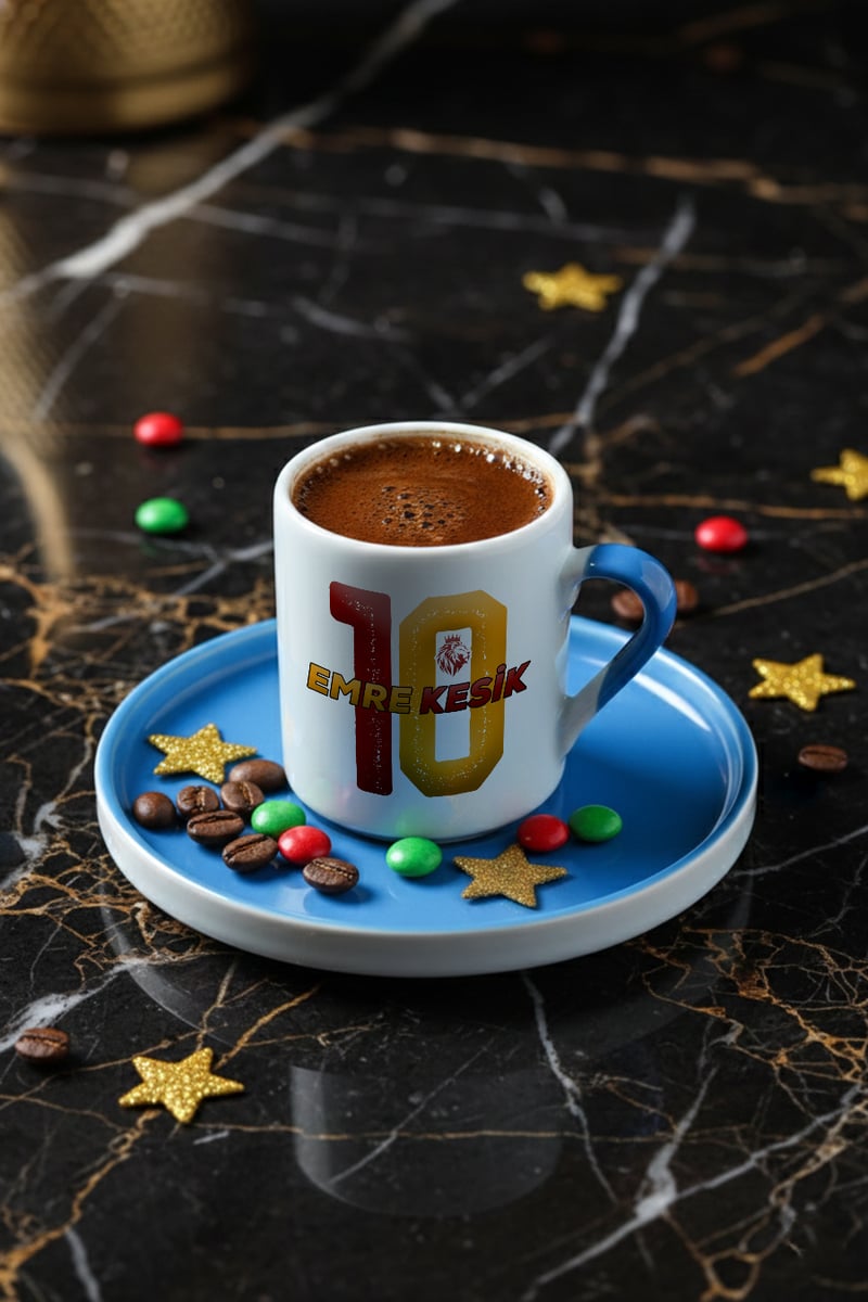 Sarı Kırmızı Taraftar Kişiye Özel Türk Kahvesi Fincanı
