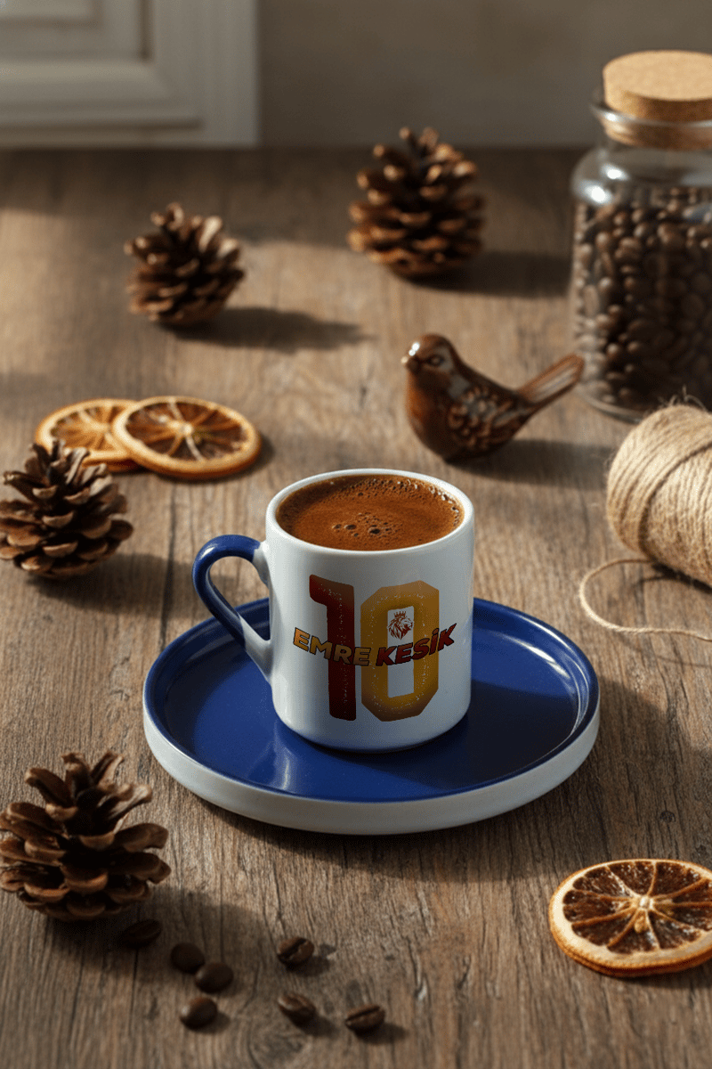 Sarı Kırmızı Taraftar Kişiye Özel Türk Kahvesi Fincanı