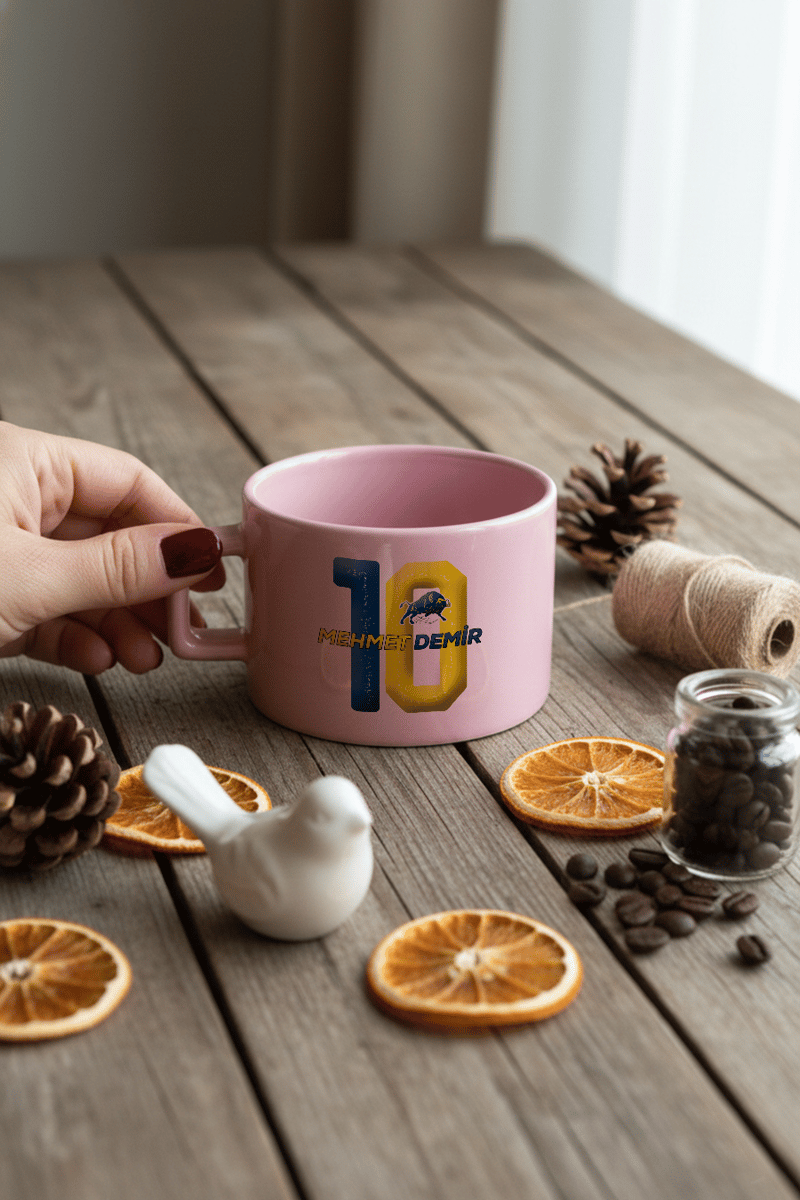 Sarı Lacivert Taraftar Kişiye Özel Lüks Pastel Fincan