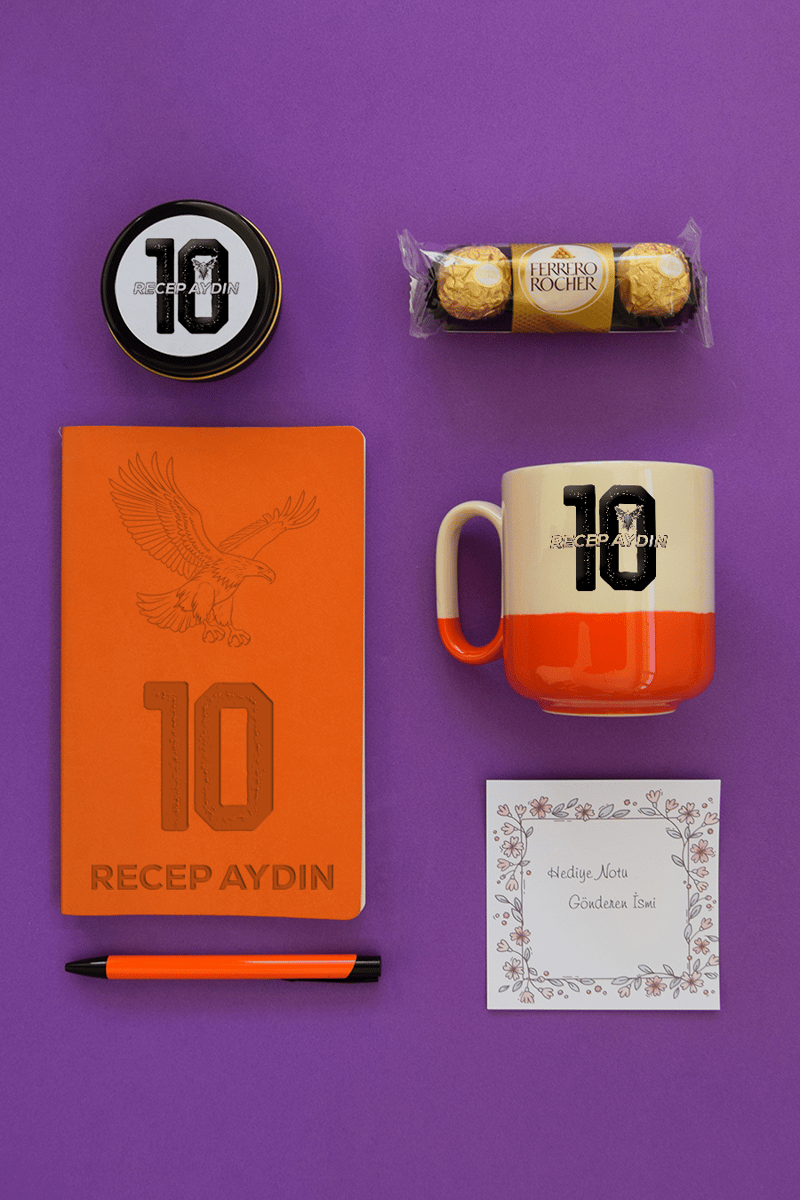 Siyah Beyaz Taraftar Hediye Kutusu - Kişiye Özel Pro Kupa, Defter, Mum, Çikolata Ferrero Rocher 3'lü, Kalem