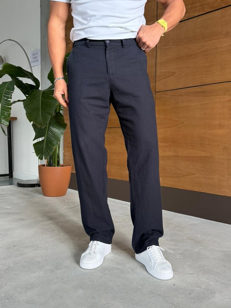 We11 Keten Pantolon Lacivert