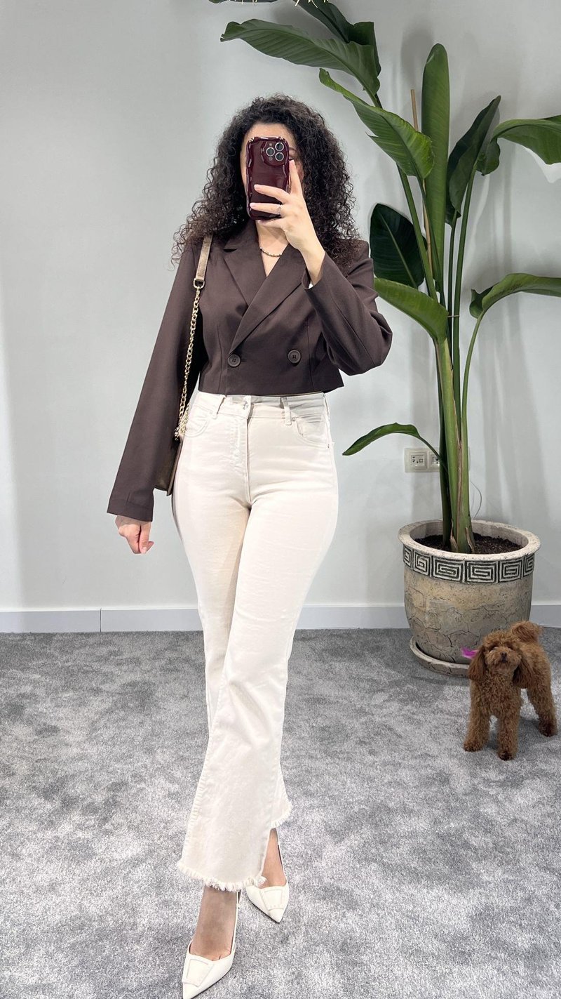 Acı Kahve Crop Blazer Ceket