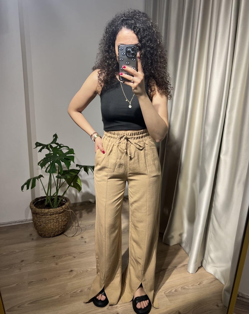 Camel Keten Pantolon