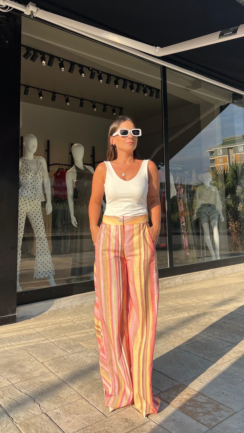 Renkli Çizgili Pantolon