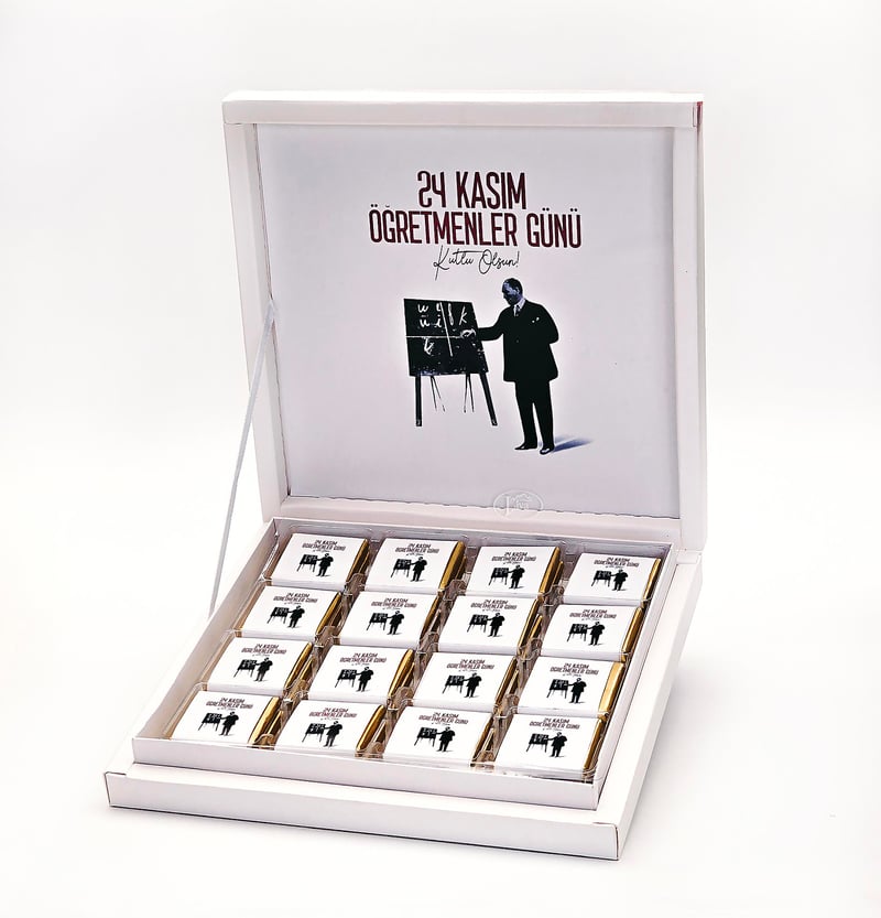 Atatürk Öğretmenler Günü Sargılı Madlen Çikolata 48'li Paket