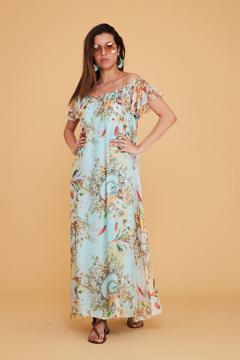 9950 CARMEN YAKA İPEK ELBİSE