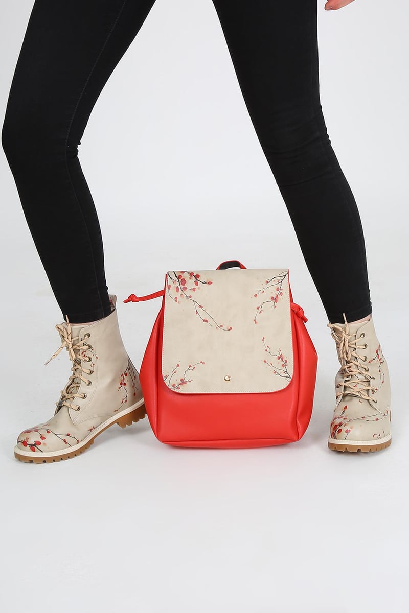 Cassidoshoes Çiçek Detaylı Kırmızı Sırt Çantası 