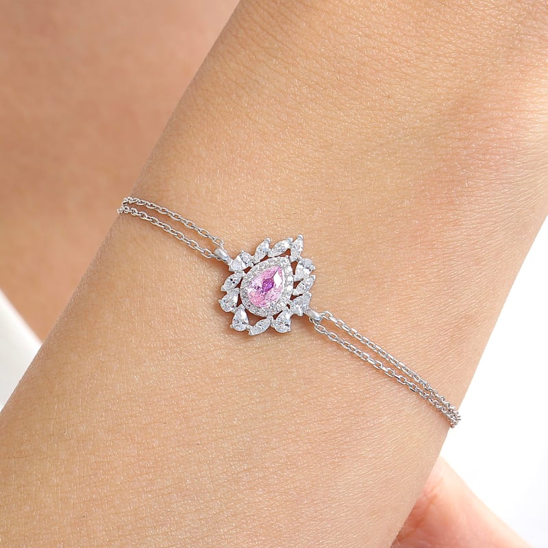 Effective Diamond İstanbul İhtişamı Pink Taşlı Gümüş Bileklik