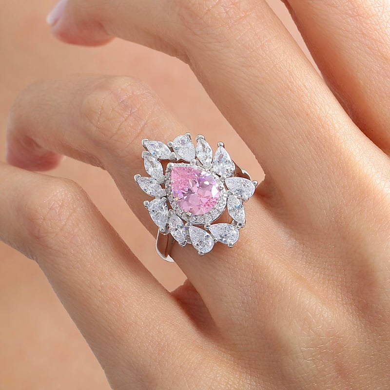 Effective Diamond İstanbul İhtişamı Pink Taşlı Gümüş Yüzük