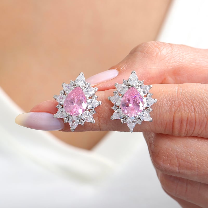 Effective Diamond Londra Tutkusu Pink Taşlı Gümüş Küpe