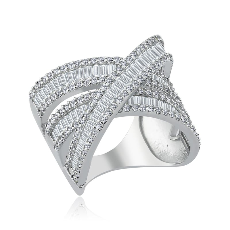 Pırlanta Montür Baget Sarmalı Gümüş Yüzük