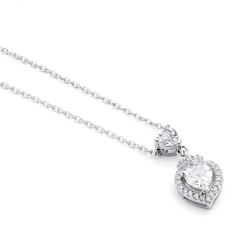 0.50 Karat Mozanit Kalp Kesim Aşk Halesi Gümüş Kolye