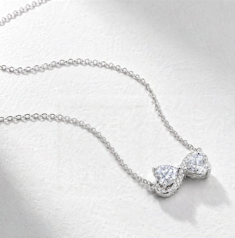 0.80 Karat Mozanit Kalp Kesim Kurdele Sırrı Gümüş Kolye