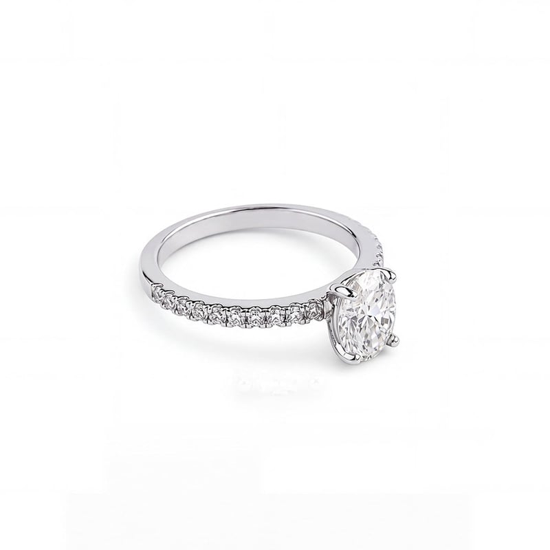 1.50 Karat Mozanit Oval Kesim Ay Işığı Tektaş Gümüş Yüzük