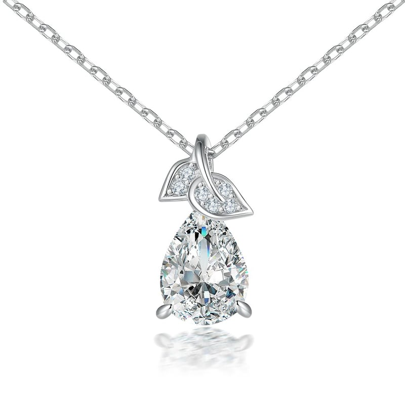 1.25 Karat Mozanit Yaprak Damlası Gümüş Kolye
