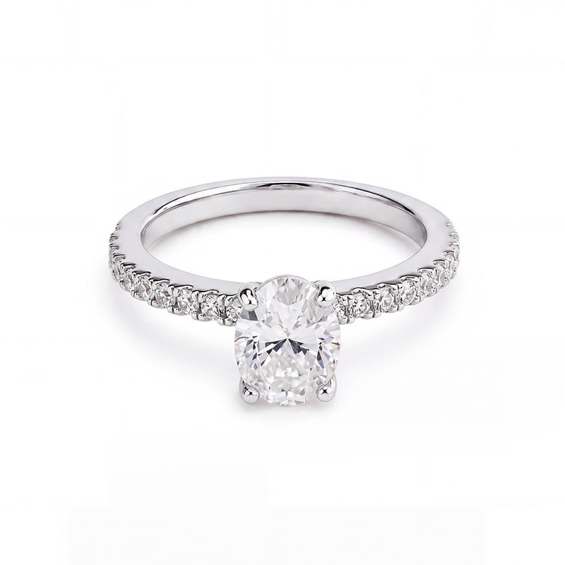 1.50 Karat Mozanit Oval Kesim Ay Işığı Tektaş Gümüş Yüzük