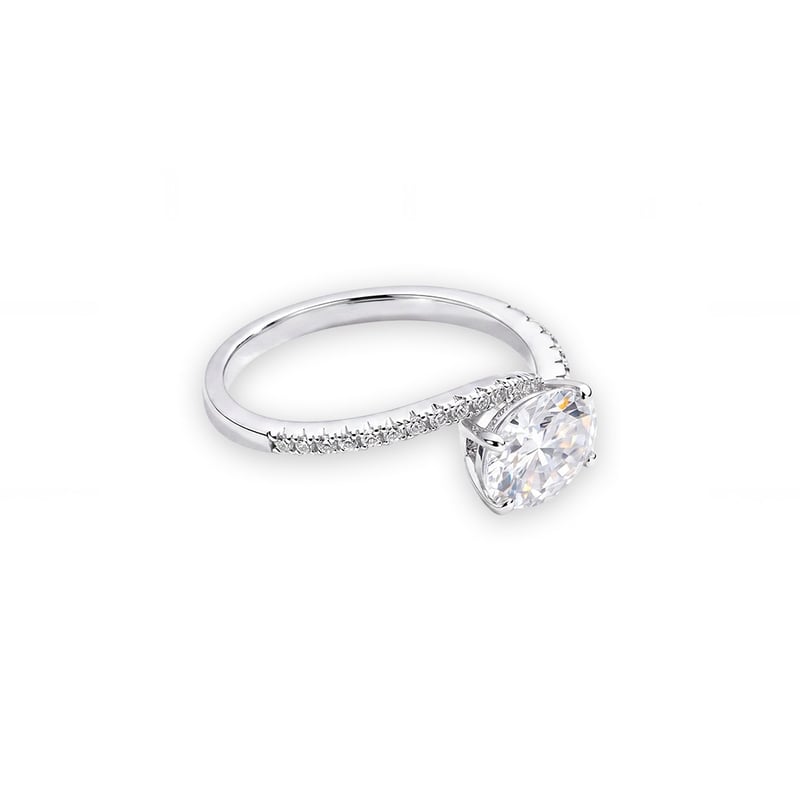 1.50 Karat Mozanit Oval Kesim Aşk Yörüngesi İkili Set Gümüş Yüzük
