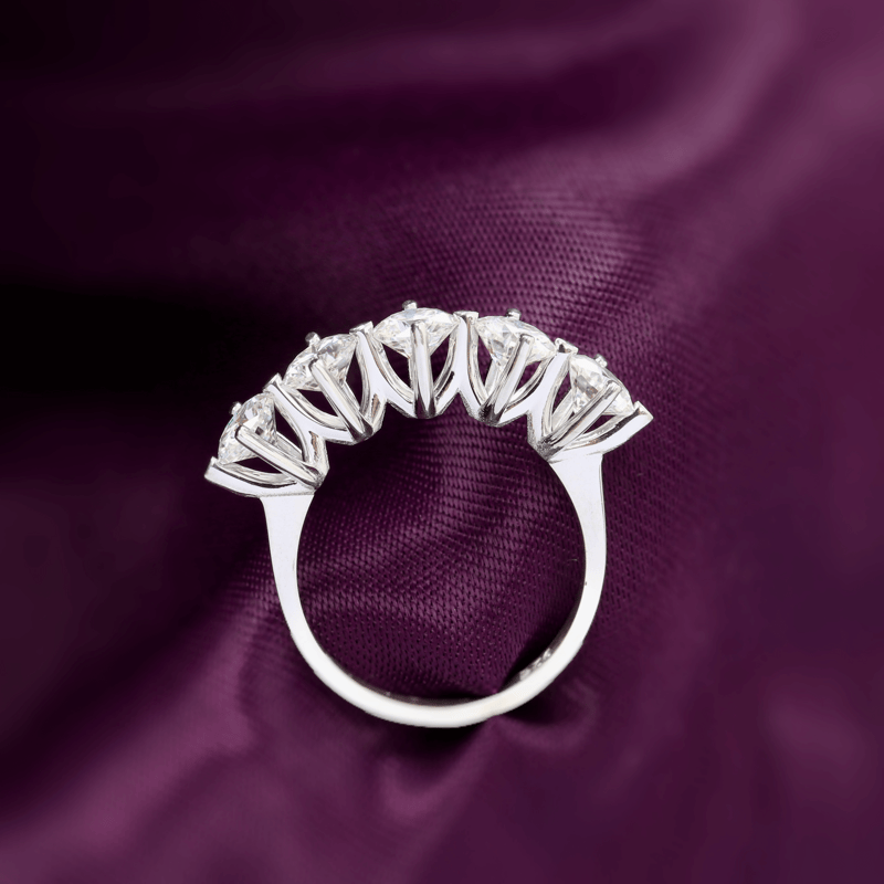 2.50 Karat Mozanit Markiz Masalı Beştaş Gümüş Yüzük