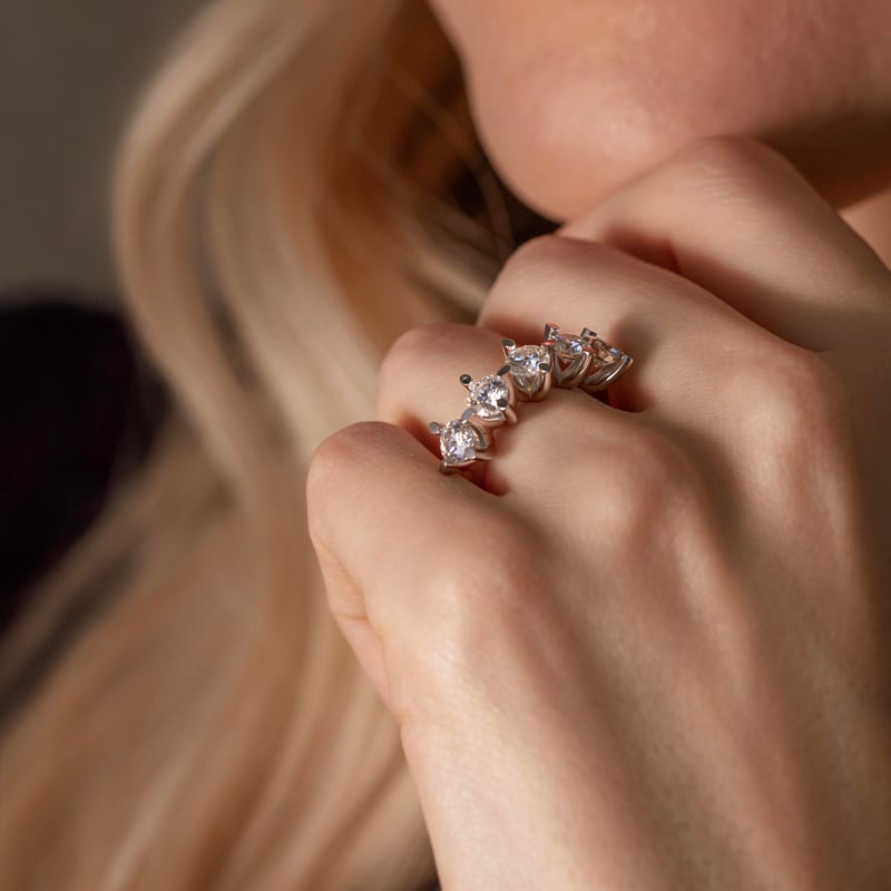 2.50 Karat Mozanit Markiz Masalı Beştaş Gümüş Yüzük