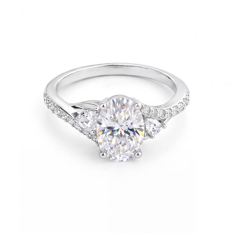 2.50 Karat Mozanit Oval Kesim Kader Bağı Tektaş Gümüş Yüzük