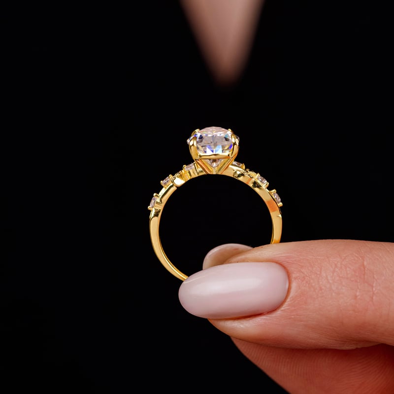 2.00 Karat Mozanit Bahar Damlası Gold Renk Tektaş Gümüş Yüzük