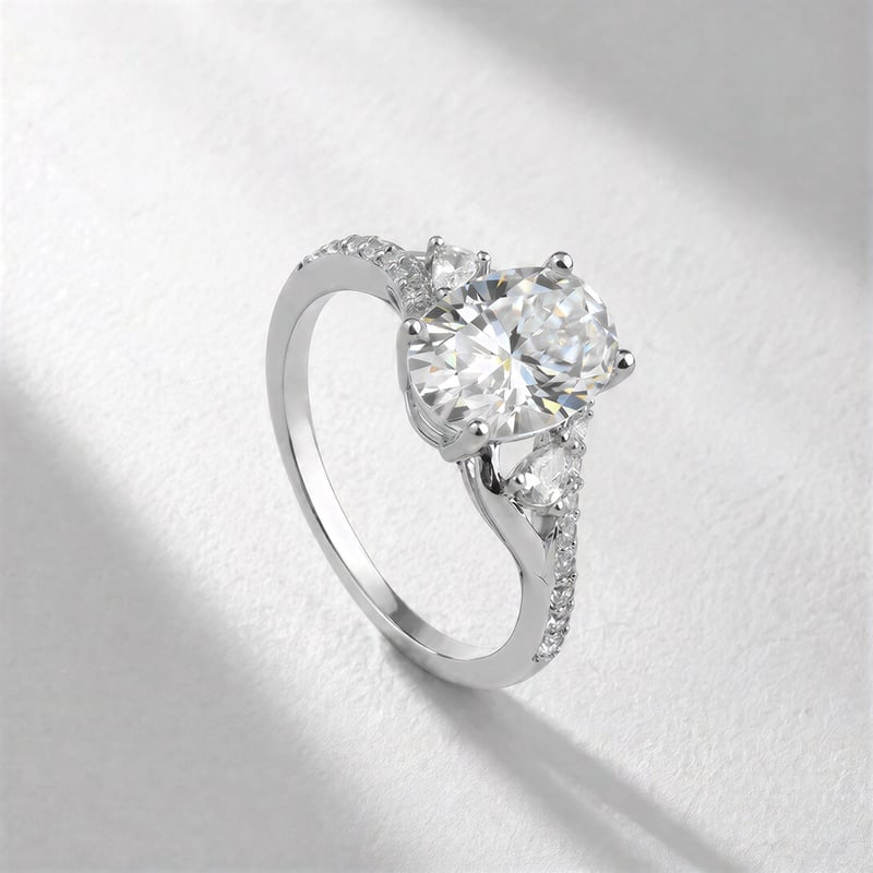 2.50 Karat Mozanit Oval Kesim Kader Bağı Tektaş Gümüş Yüzük