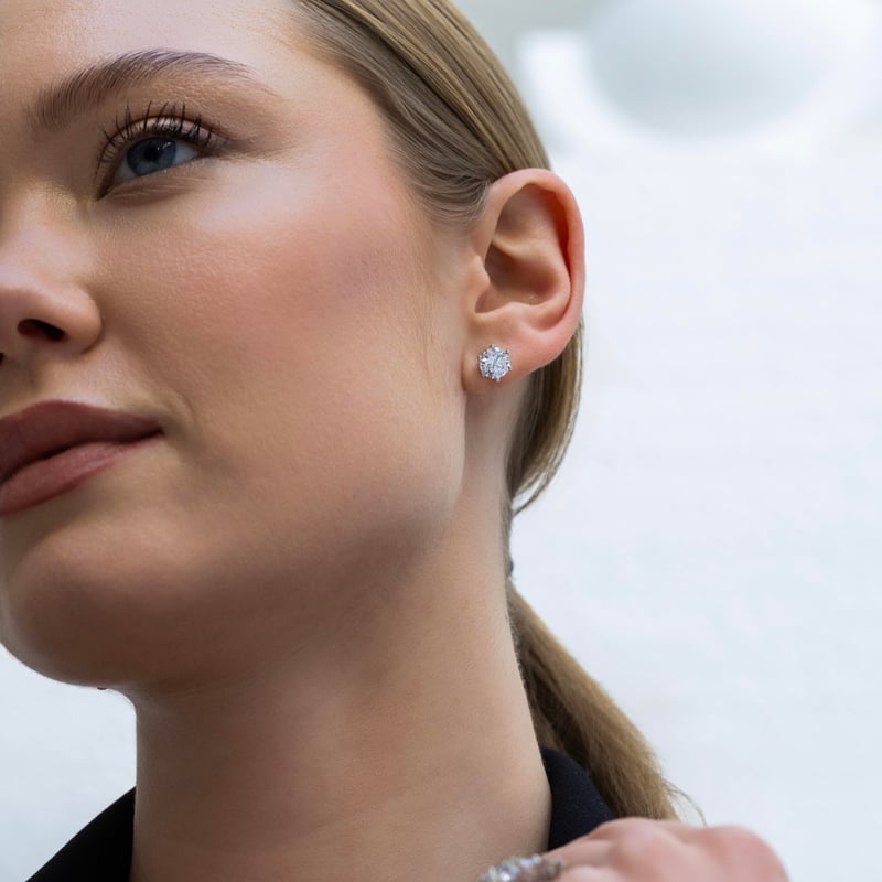 3.00 Karat Mozanit Mega Prenses Tektaş Gümüş Küpe