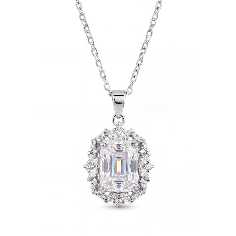 4.00 Karat Mozanit Radiant Kesim Sevda Mührü Gümüş Kolye