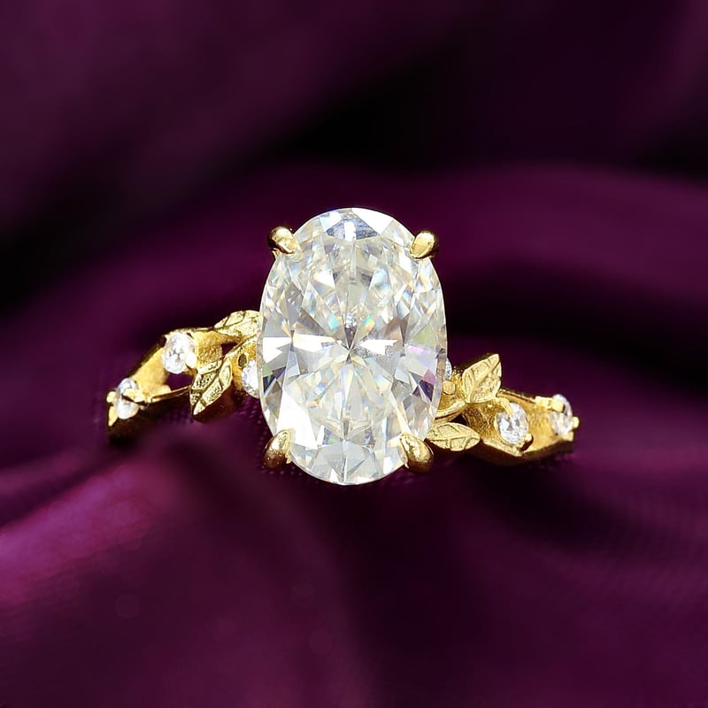 4.50 Karat Mozanit Bahar Bestesi Gold Renk Tektaş Gümüş Yüzük