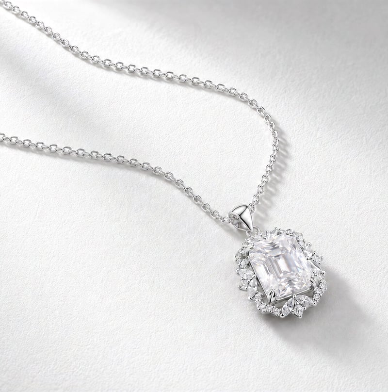 4.00 Karat Mozanit Radiant Kesim Sevda Mührü Gümüş Kolye