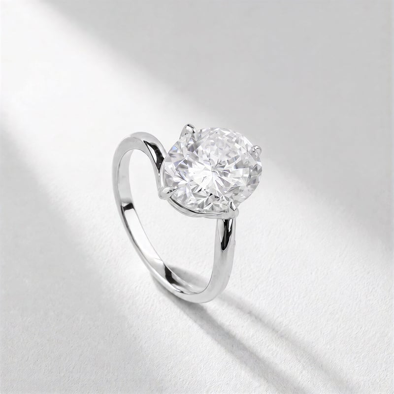5.00 Karat Mozanit Oval Kesim Aşk Yörüngesi İkili Set Gümüş Yüzük