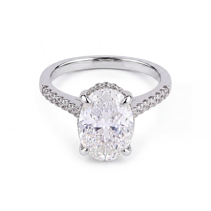 6.00 Karat Mozanit Oval Kesim Ay Işığı Tektaş Gümüş Yüzük