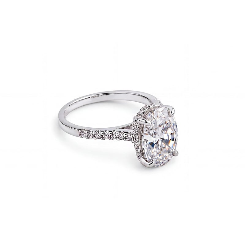 6.00 Karat Mozanit Oval Kesim Ay Işığı Tektaş Gümüş Yüzük