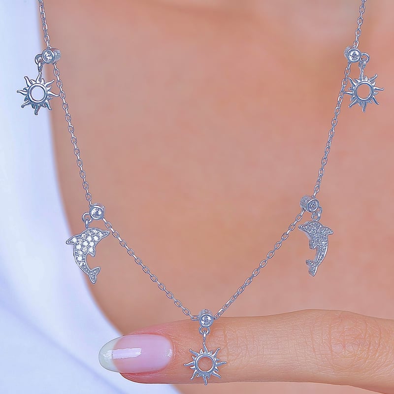 Akdeniz Güneşi Choker Gümüş Şans Kolye
