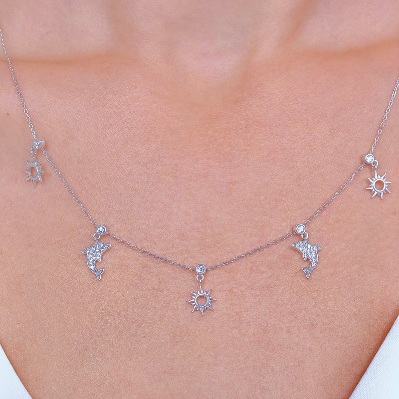 Akdeniz Güneşi Choker Gümüş Şans Kolye