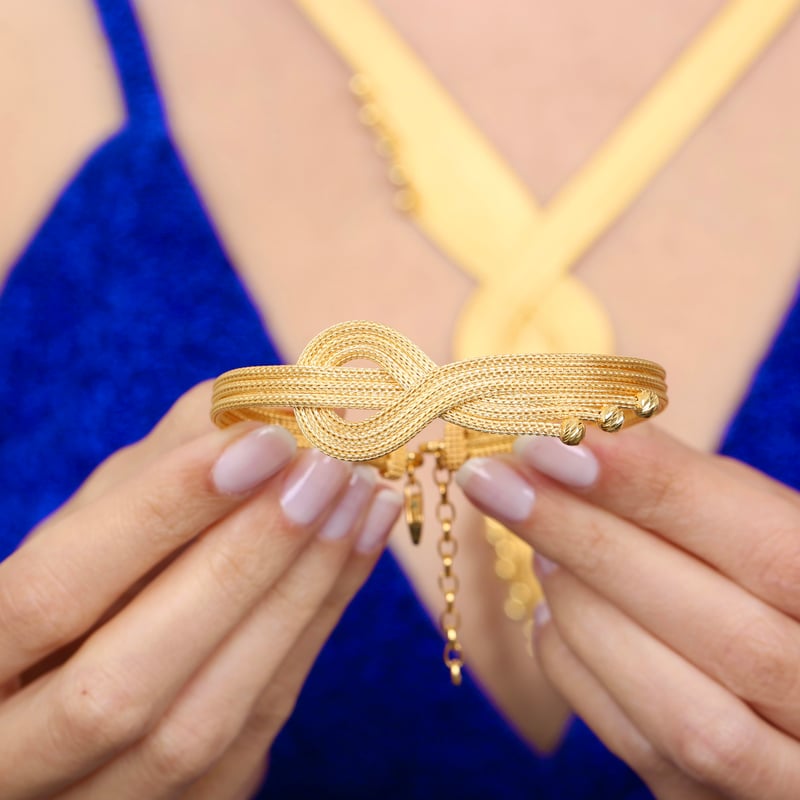 Aşk Mısrası Kalze Örgü Altın Kaplama Gümüş Takı Seti